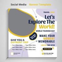dia de turismo viagem férias mídia social post banner design de modelo de anúncio download gratuito vetor