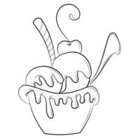 ilustração de doodle de sorvete. isolado no fundo branco. vetor