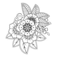 fundo floral com flor mehndi. ornamento decorativo em estilo oriental étnico, ornamento de doodle, desenho de mão de contorno. página do livro para colorir. vetor