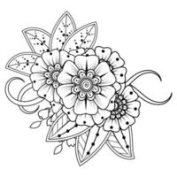 fundo floral com flor mehndi. ornamento decorativo em estilo oriental étnico, ornamento de doodle, desenho de mão de contorno. página do livro para colorir. vetor