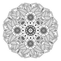 padrão circular em forma de mandala para henna, mehndi, tatuagem, decoração. ornamento decorativo em estilo oriental étnico. página do livro para colorir. vetor