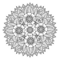 padrão circular em forma de mandala para henna, mehndi, tatuagem, decoração. ornamento decorativo em estilo oriental étnico. página do livro para colorir. vetor