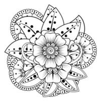 fundo floral com flor mehndi. ornamento decorativo em estilo oriental étnico, ornamento de doodle, desenho de mão de contorno. página do livro para colorir. vetor