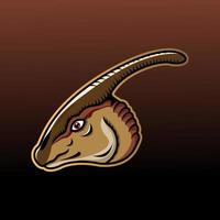 parasaurolophus cabeça mascote logotipo desain vetor