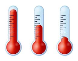 termômetros vermelhos com diferentes níveis de calor. ilustração vetorial. vetor