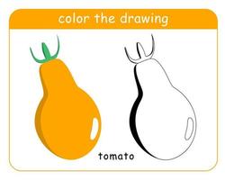 livro de colorir para crianças. tomates em cores e preto e branco. vetor