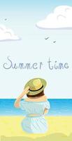 cartão postal das férias de verão de uma garota vetor