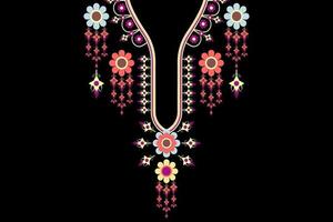 geométrico étnico oriental padrão tradicional .floral colar bordado design para moda women.background, papel de parede, roupas e embrulho. vetor