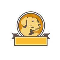 círculo de cabeça de retriever dourado de labrador amarelo retrô vetor