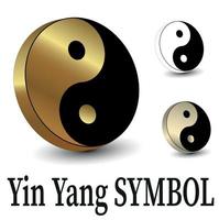 símbolo yin yang 3d, vetor. vetor
