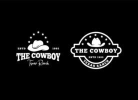 o logotipo do cowboy em estilo vintage. vetor de logotipo de cowboy de chapéu.