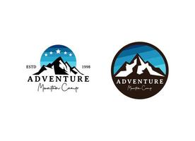 modelo de design de logotipo de acampamento de montanha e aventura. vetor