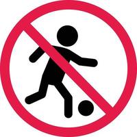 nenhum sinal de futebol. nenhum ícone de jogador de futebol. proibição de jogar o símbolo do futebol. estilo plano. vetor