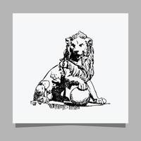 logotipo do leão preto em papel branco com sombra perfeita para logotipos de negócios e cartões de visita vetor