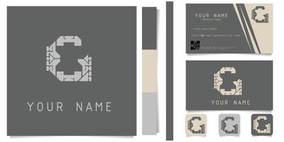 logotipo com um design de cartão de visita geométrico minimalista em cinza e branco para criar uma impressão limpa vetor
