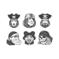 conjunto de ilustração vetorial de pessoas piratas vetor