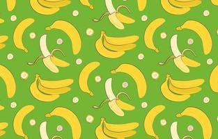 moderno padrão brilhante com bananas em estilo cartoon. sobremesa saudável sobre fundo verde. ilustração vetorial vetor