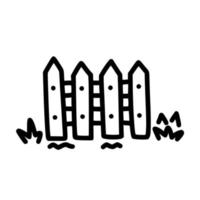 modelo de design de ícone de ilustração vetorial lineart de cerca de jardim de madeira com estilo doodle desenhado à mão vetor