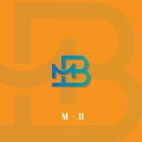 design do logotipo da letra m e b, design do logotipo da letra m e b, letras do logotipo m e b feitas em um fundo amarelo vetor