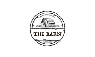 design de logotipo de celeiro de fazenda vintage - design de logotipo de gado de vaca de fazenda de construção de madeira de celeiro