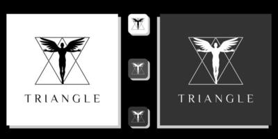 modelo de logotipo de ilustração de cor de anjo preto silhueta triângulo vetor