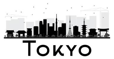 silhueta preto e branco do horizonte da cidade de tóquio. vetor