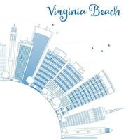 delinear o horizonte de virginia beach virginia com edifícios azuis. vetor