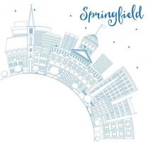 delinear o horizonte de springfield com edifícios azuis e copie o espaço. vetor
