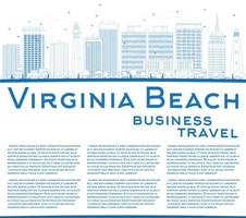 delinear o horizonte de virginia beach virginia com edifícios azuis. vetor