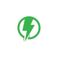logotipo e símbolos do ícone do relâmpago do vetor elétrico verde