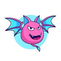 ilustração de desenho animado rosa monstro morcego fofo vetor