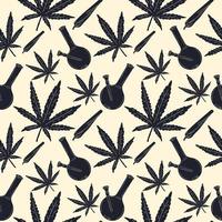 maconha medicinal, acessórios para fumar. bongo de vidro para fumar maconha, baseado. folhas de cânhamo, óleo. conceito de legalização de cannabis e ervas daninhas. mão desenhada ilustração vetorial na moda. vetor