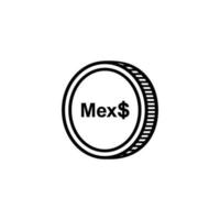 moeda do méxico, mxn, símbolo de ícone de pesos mexicanos. ilustração vetorial vetor