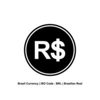 moeda brasileira, brl, símbolo do ícone real brasileiro. ilustração vetorial vetor