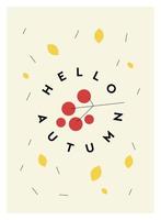 cartão postal de temporada de outono com texto e elementos sazonais. postal de outono com folhas e fundo decorativo. vetor
