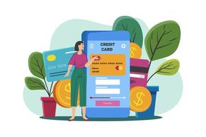 conceito de ilustração de aplicativo de cartão de crédito em fundo branco