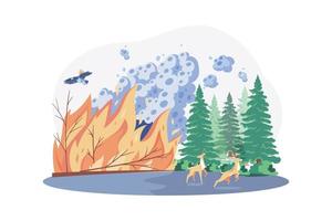 conceito de ilustração de incêndios florestais em fundo branco vetor