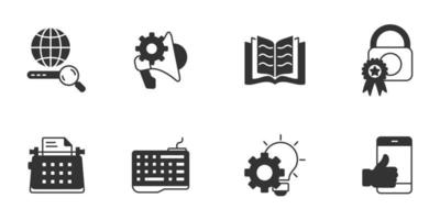 conjunto de ícones de redação. elementos de vetor de símbolo de pacote de redação para web infográfico
