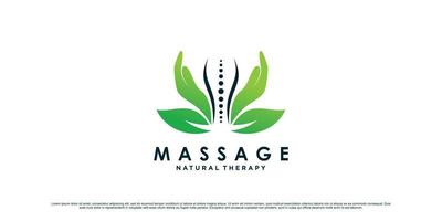 inspiração de design de logotipo de massagem quiroprática com conceito de osso e vetor premium de elemento criativo