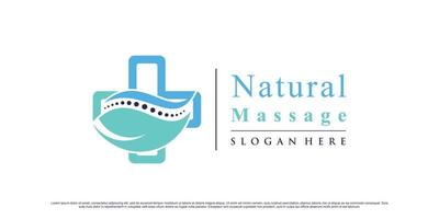 design de logotipo de quiropraxia para logotipo de ícone de terapia de massagem natural com vetor premium de elemento criativo