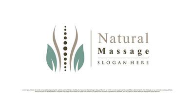 design de logotipo de quiropraxia para logotipo de ícone de terapia de massagem natural com vetor premium de elemento criativo