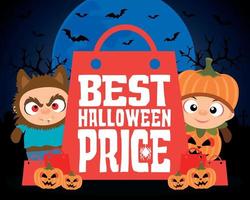 melhor fundo de design de preço de halloween com crianças vetor