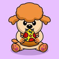 ilustração vetorial de cachorro fofo premium comendo pizza vetor