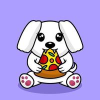 ilustração vetorial de cachorro fofo premium comendo pizza vetor