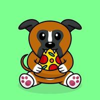 ilustração vetorial de cachorro fofo premium comendo pizza vetor