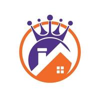 design de logotipo de vetor de rei em casa.