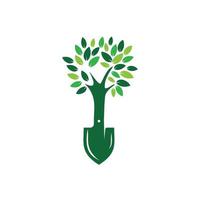 design de logotipo de vetor de árvore de pá. modelo de design de logotipo de ambiente de jardim verde.
