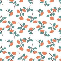 padrão sem emenda com tangerinas frescas. fundo brilhante colorido. impressão de frutas cítricas isoladas na ilustração vetorial de fundo branco. vetor