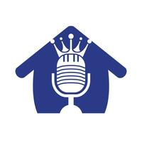 design de logotipo de vetor de rei de podcast.