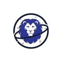 modelo de design de logotipo de vetor de planeta leão.